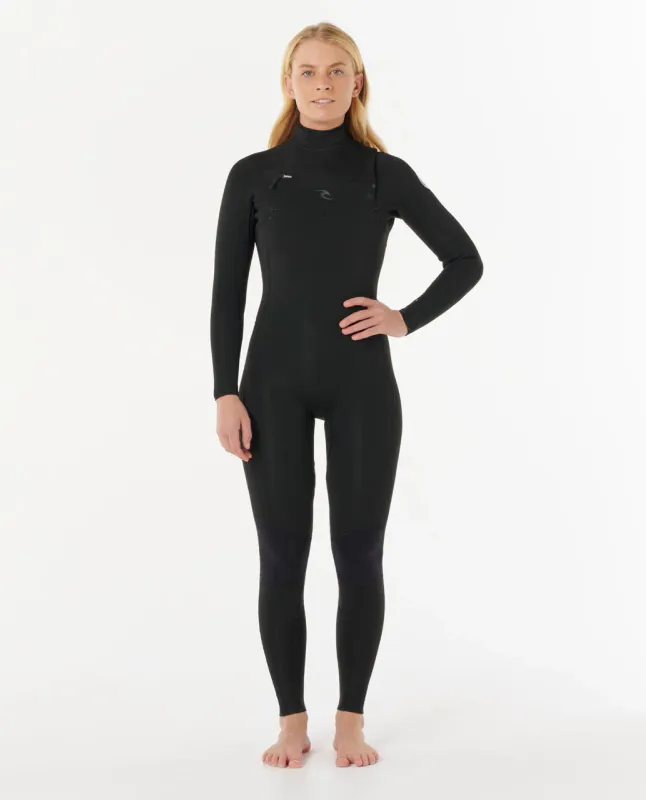 Rip Curl Dame 4/3 Dawn Patrol Pro Chest Zip Våtdrakt - Svart