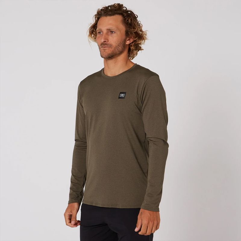 O & E - Mens Surf Long Sleeve Rash Shirt - Rash Guard - Olive