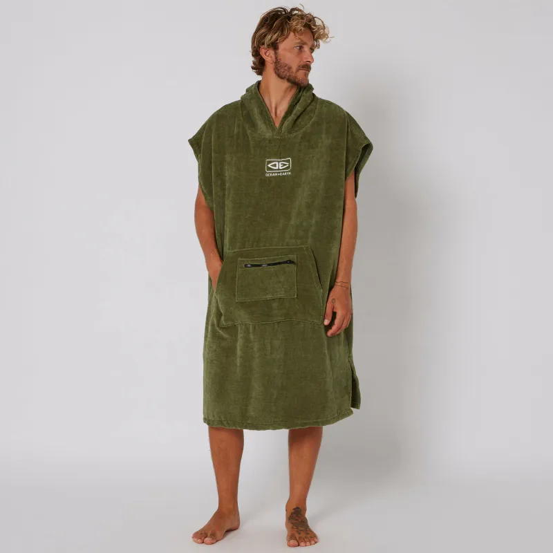 O&E - Skifteponcho med hette - Surfshop - Oliven